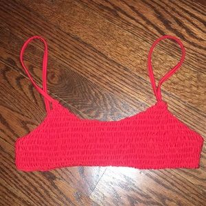 Red smocked bikini top comes with bottoms